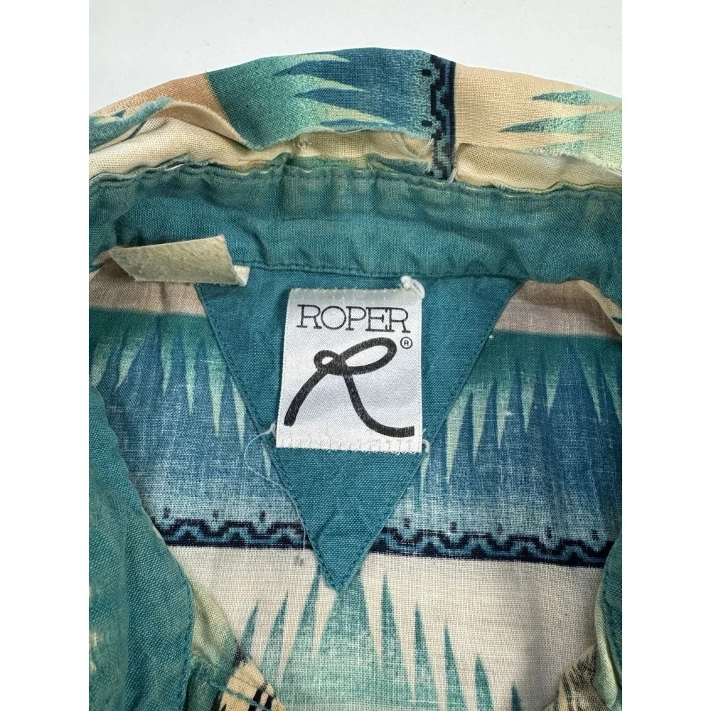 Roper Mens XL Aztec Long Sleeve Western Shirt Ranch Rodeo Cowboy USA Vintage